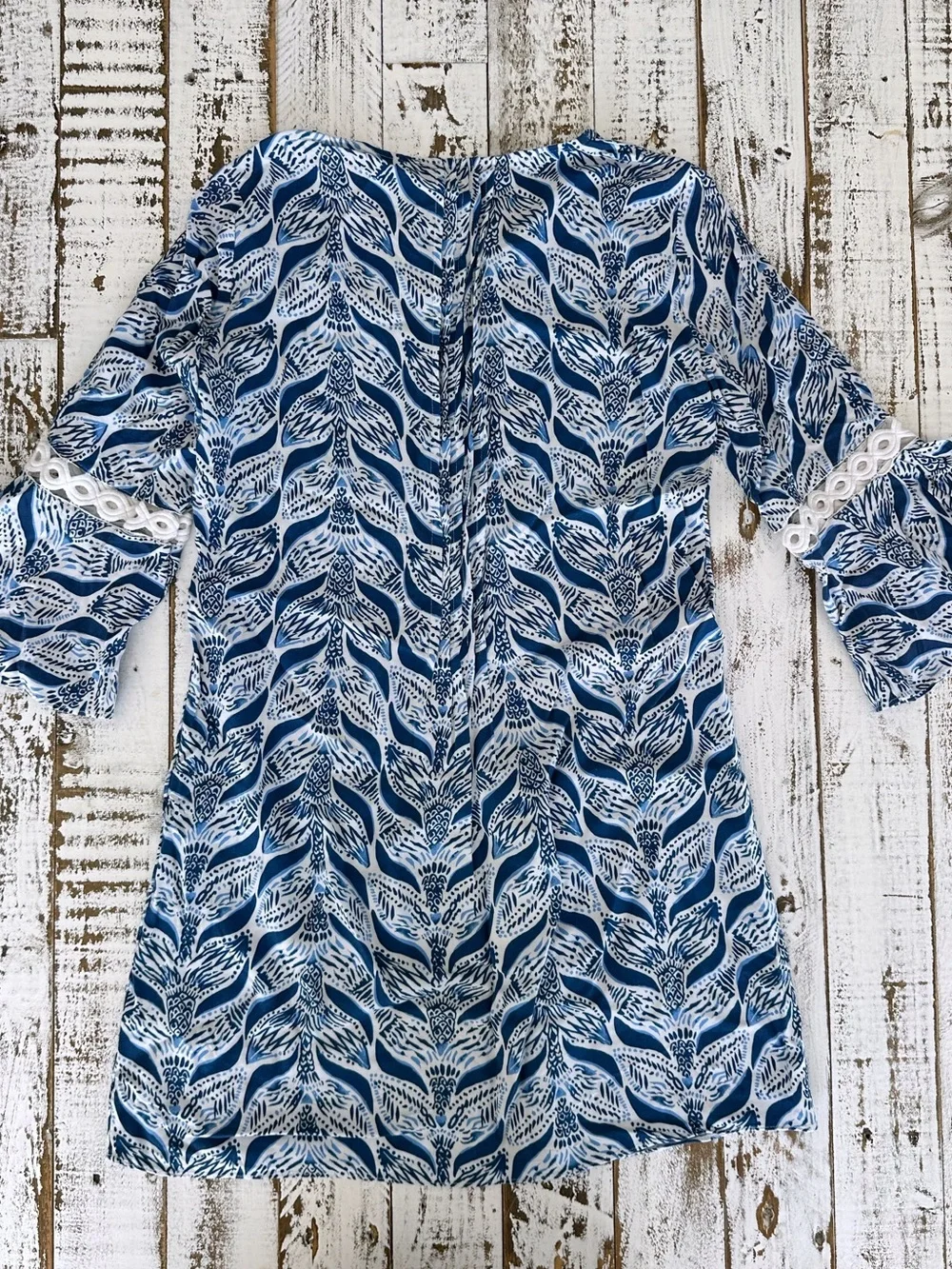Lilly Pulitzer - Hollee Swim Coverup Tunic - Blue and White with Crochet trim